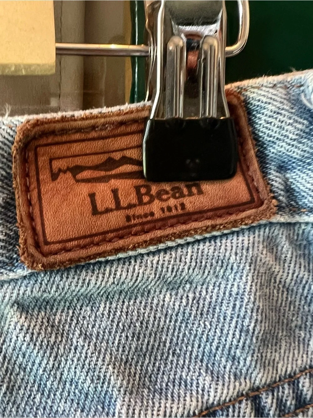 L.L. Bean Light Blue Denim Jeans with Brown Leather Patch